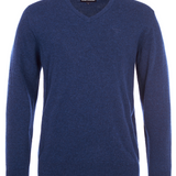 Pull basique col V Essential Lambswool - Marine - BARBOUR HOMME