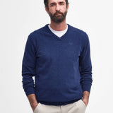 Pull basique col V Essential Lambswool - Marine - BARBOUR HOMME