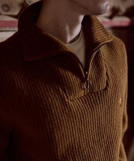 Pull camionneur en laine Ardenne - Camel - FAGUO HOMME