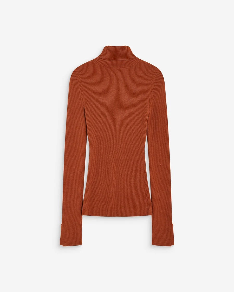 Pull ALFRED GRACE & MILA Coffee – vue produit de dos en maille fine côtelée