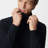 Pull col roulé en coton et cachemire - Marine foncé - IKKS MEN
