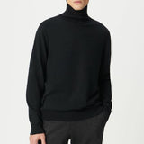 Pull col roulé en coton et cachemire - Noir - IKKS MEN