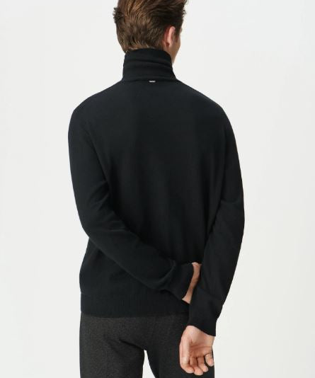 Pull col roulé en coton et cachemire - Noir - IKKS MEN