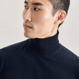 Pull col roulé homme en laine Merino - Marine - SEIDENSTICKER