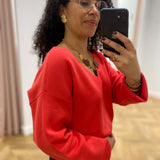 Pull en maille col V Objreynard - Poinsettia - OBJECT