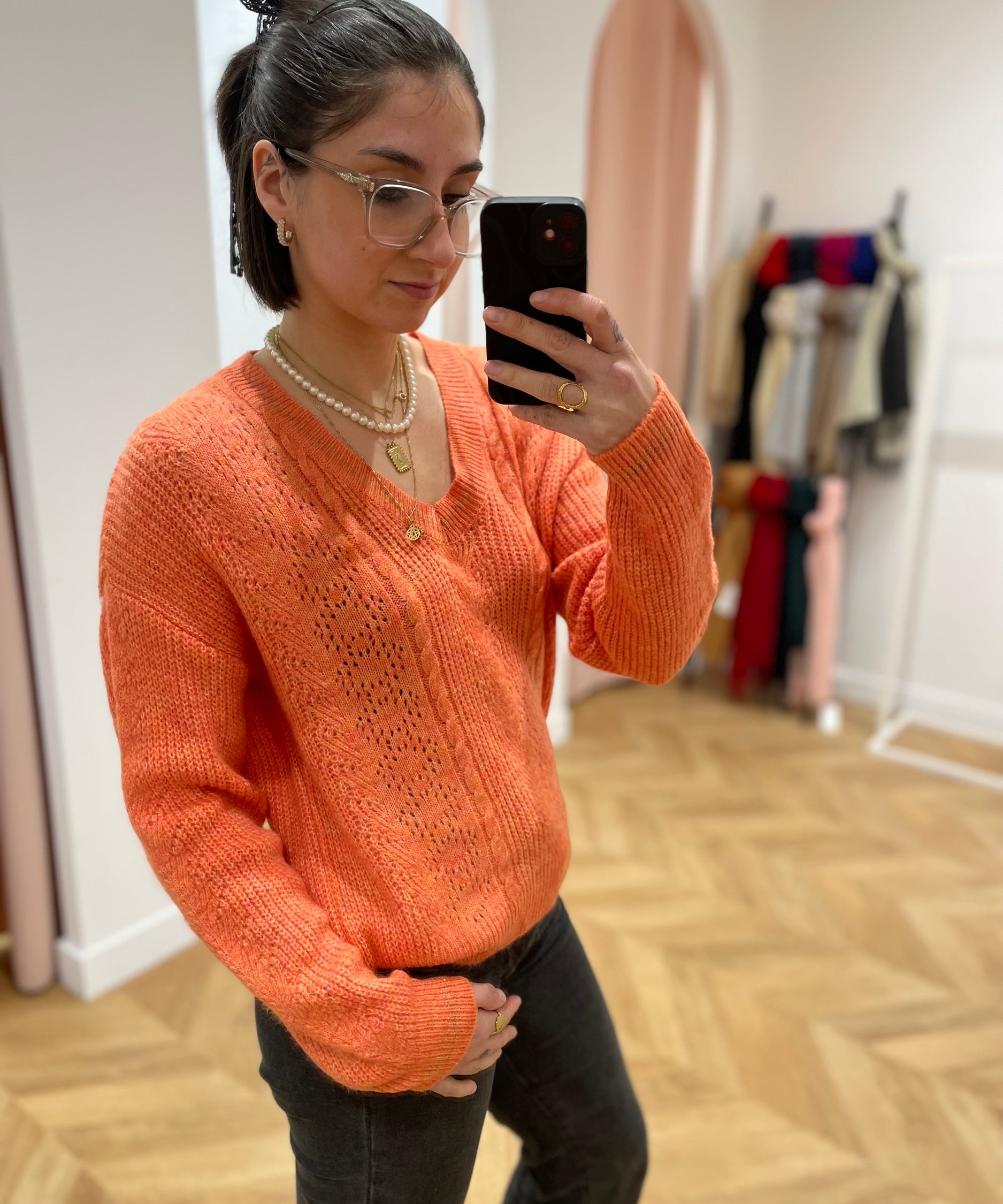 V-neck sweater - Sunset - LOLA ESPELETA