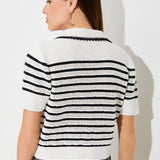 Pull court rayé Pabloni - Blanc cassé - SUNCOO