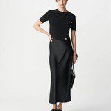 Pull crop asymétrique - Noir - IKKS WOMEN