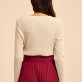 Pull doré tricot lurex - Écru - I CODE