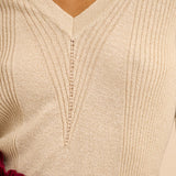 Pull doré tricot lurex - Écru - I CODE