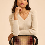 Pull doré tricot lurex - Écru - I CODE