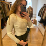 Pull doré tricot lurex - Écru - I CODE