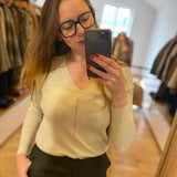 Pull doré tricot lurex - Écru - I CODE