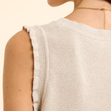 Pull doré sans manches tricot lurex - Ecru - I.Code
