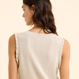 Pull doré sans manches tricot lurex - Ecru - I.Code
