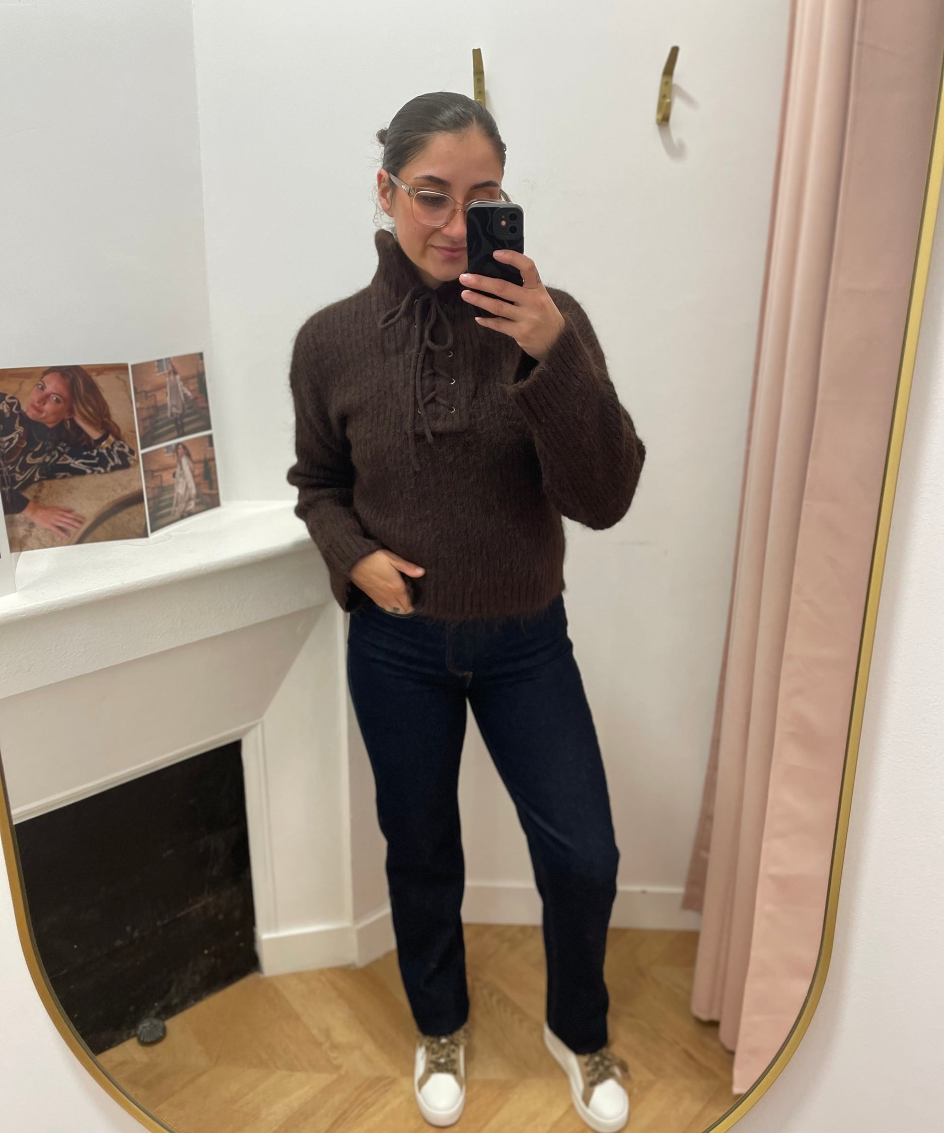 Pull en maille à col montant Vigleeba - Coffee Bean - VILA