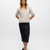 Pull en maille col V Objreynard - Gris argenté - OBJECT