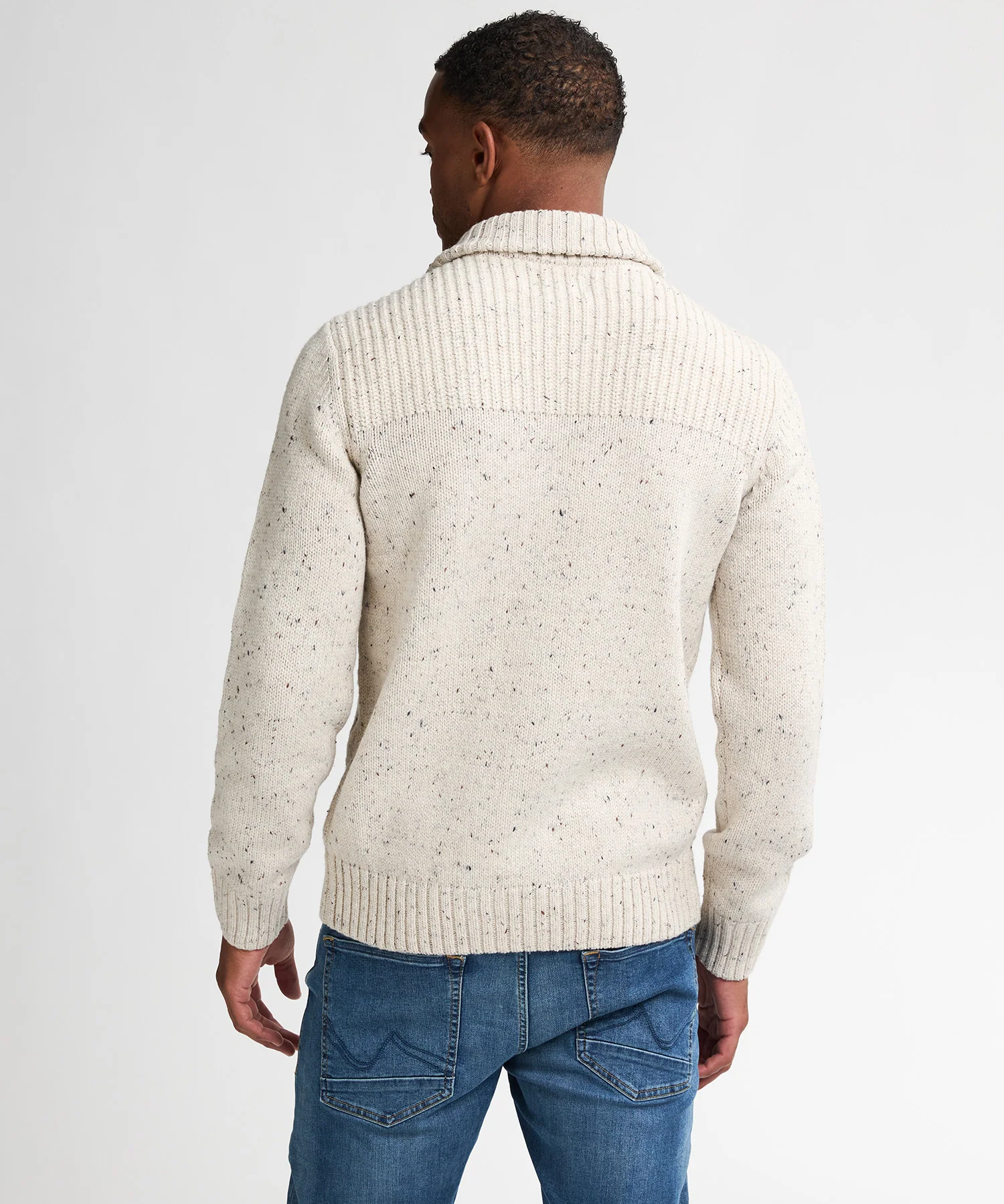 Pull en maille côtelée Hamilton - Blanc antique - PETROL INDUSTRIES HOMME