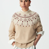 Pull en maille jacquard décoratif - Beige - IKKS WOMEN