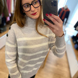 Pull en tricot rayé écru - Gris clair - IKKS WOMEN