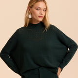 Pull fin cape ajouré Cecile - Vert - I.CODE