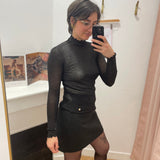 Pull col roulé en maille fine lurexée Meko - Noir - LA PETITE ETOILE