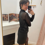 Pull col roulé en maille fine lurexée Meko - Noir - LA PETITE ETOILE