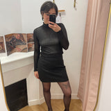 Pull col roulé en maille fine lurexée Meko - Noir - LA PETITE ETOILE