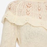 Pull VIMOYANO VILA Birch – détail de la maille ajourée et du volant festonné