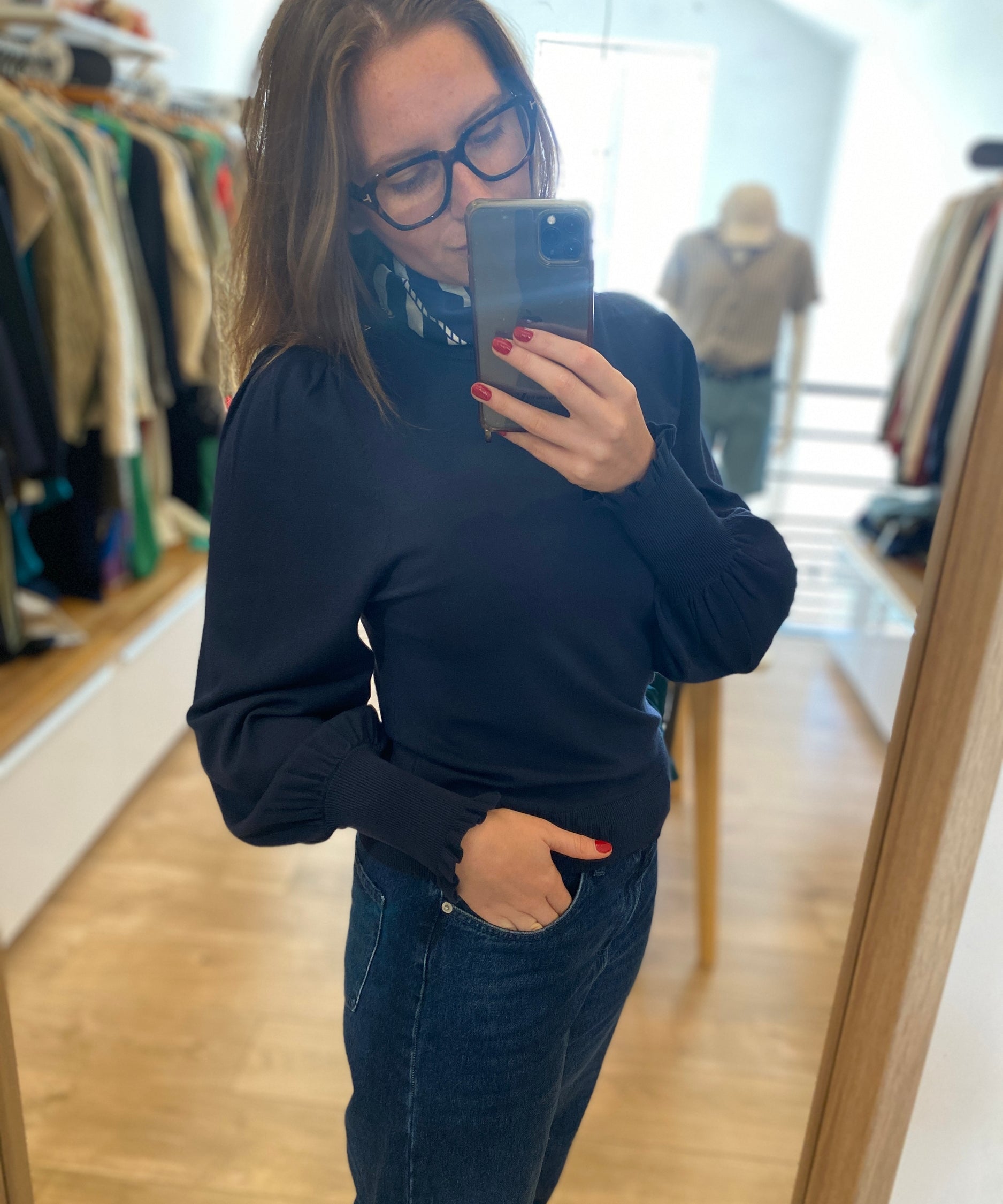 Pull manches bouffantes Molly - Marine - FABIENNE CHAPOT