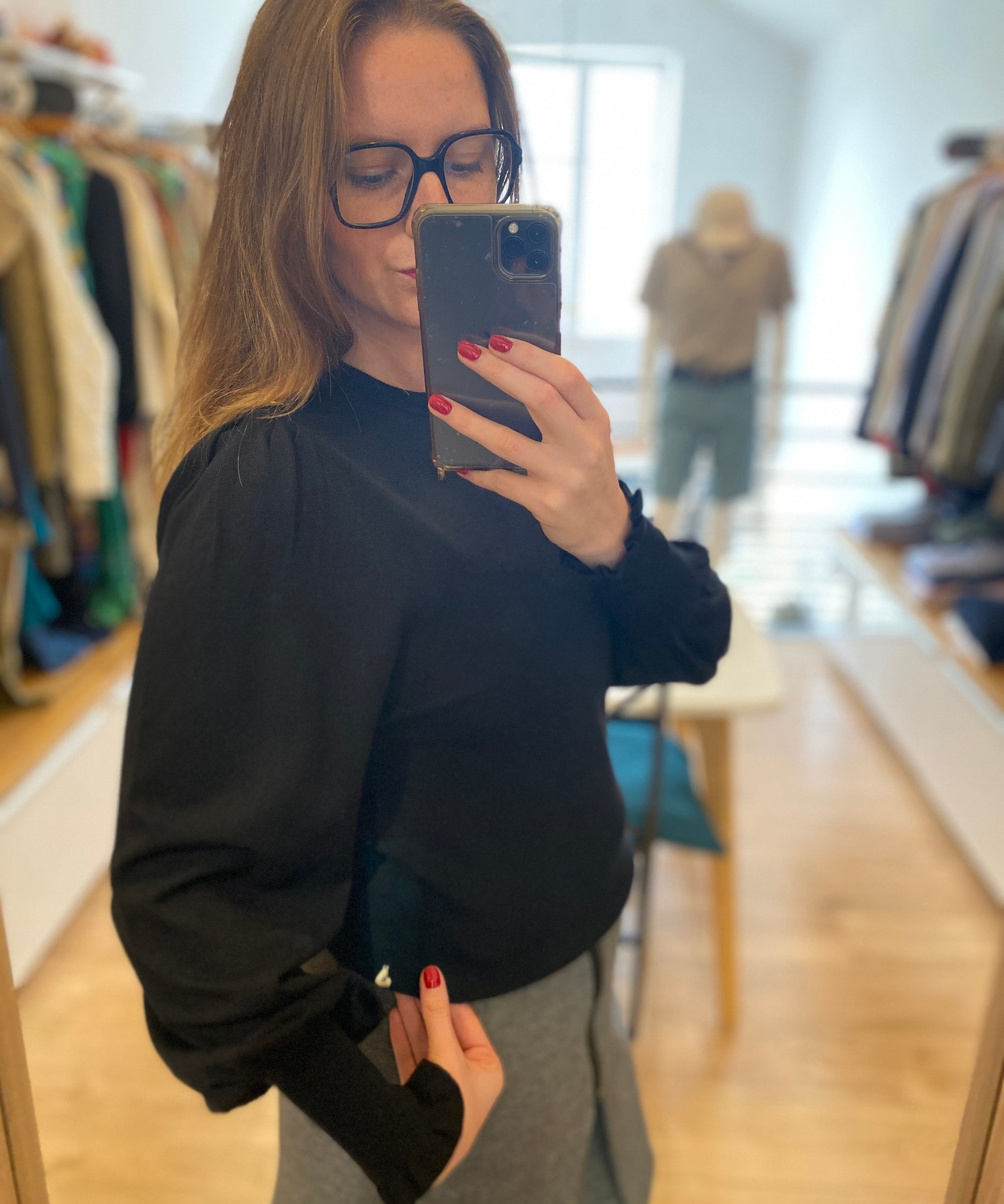 Pull manches bouffantes Molly - Noir - FABIENNE CHAPOT