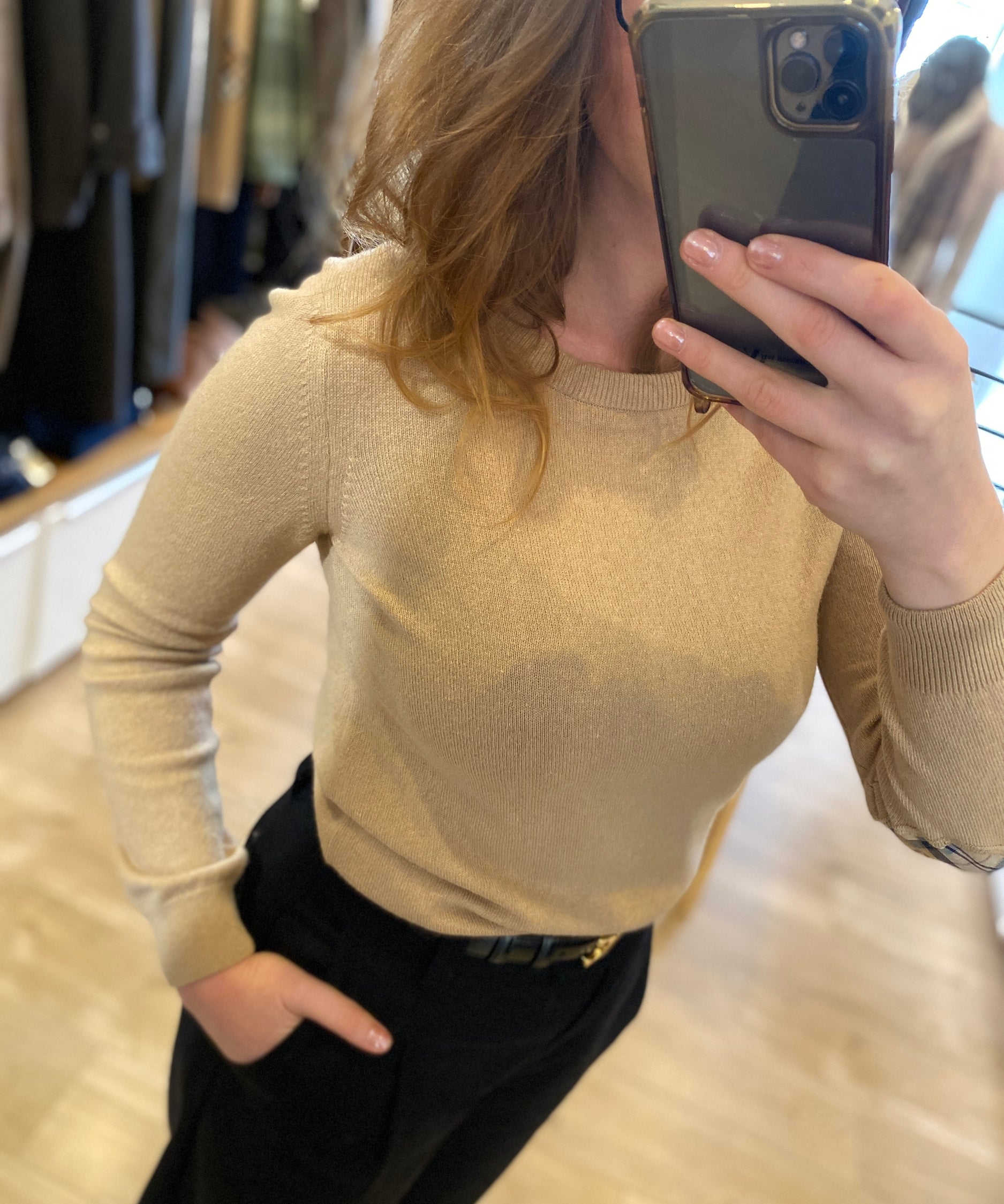 Pull Pendle à col rond - Camel pâle - BARBOUR FEMME
