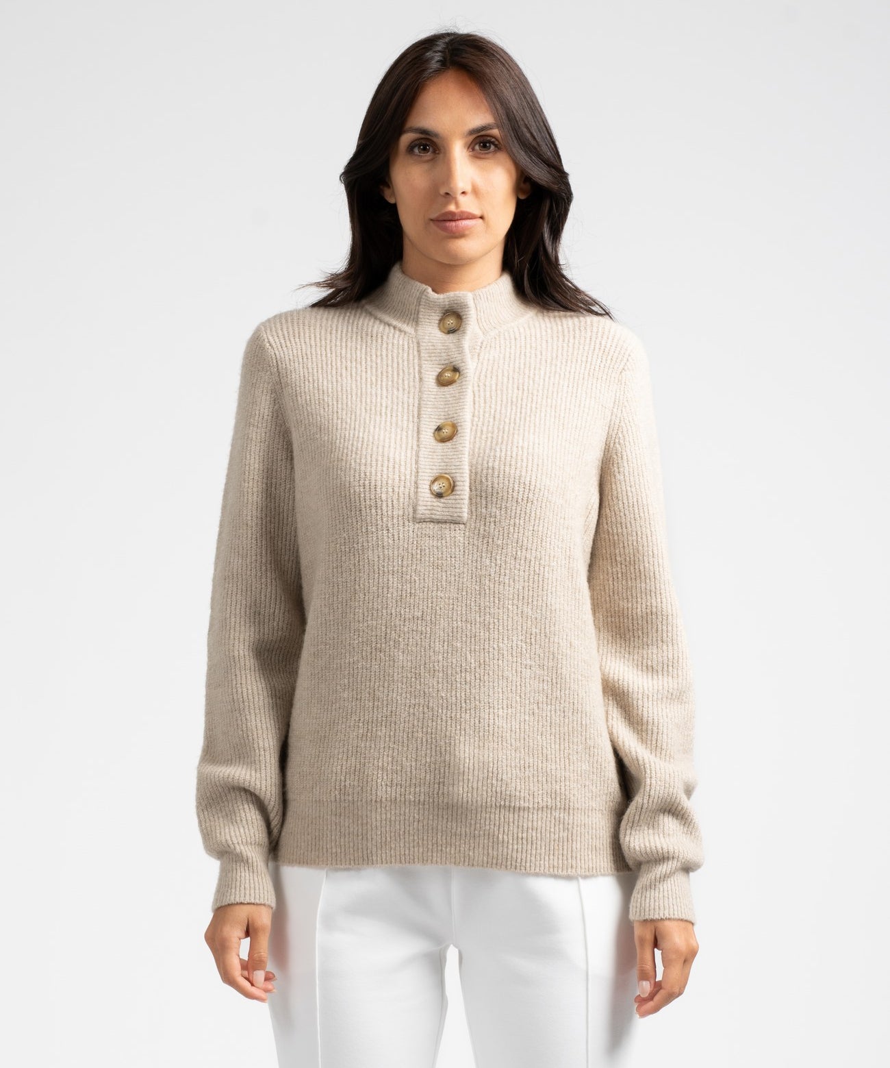 Pull polo Uda en maille - Sable - Sun Valley femme