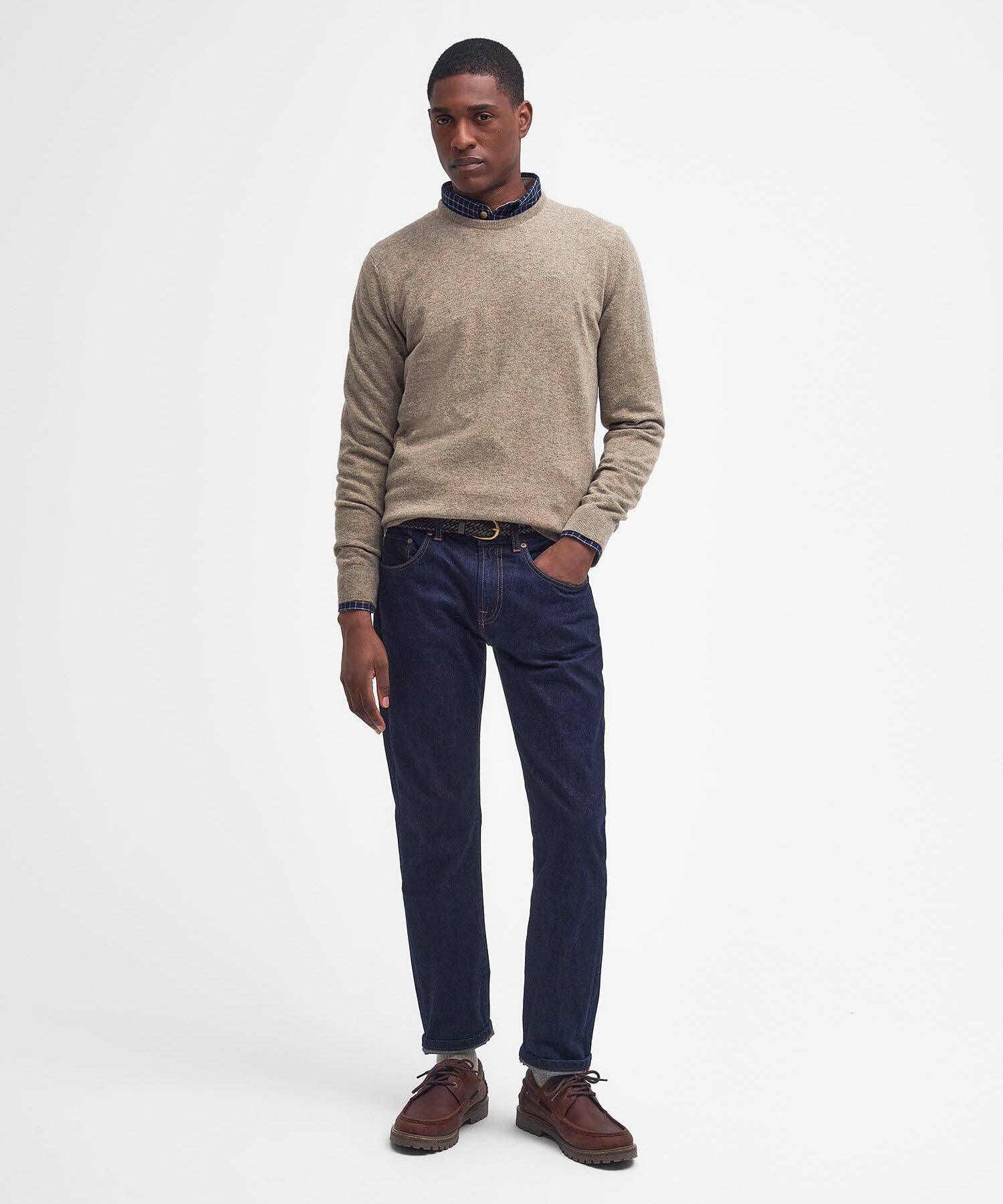 Pull ras du cou en laine Essential - Fossile - BARBOUR HOMME