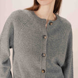Sanders long-sleeved buttoned cardigan in wool blend - Grey - GRACE & MILA