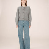 Sanders long-sleeved buttoned cardigan in wool blend - Grey - GRACE & MILA