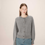 Sanders long-sleeved buttoned cardigan in wool blend - Grey - GRACE & MILA