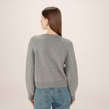 Sanders long-sleeved buttoned cardigan in wool blend - Grey - GRACE & MILA