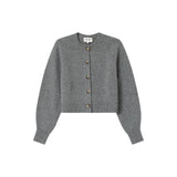 Sanders long-sleeved buttoned cardigan in wool blend - Grey - GRACE & MILA