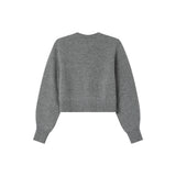 Sanders long-sleeved buttoned cardigan in wool blend - Grey - GRACE & MILA