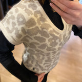 Pull sans manches imprimé léopard Ulken - Beige clair - SUN VALLEY FEMME