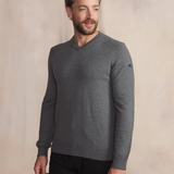 Pull tricot col V léger Malikver - Gris granite - TBS HOMME