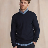 Pull tricot col V léger Malikver - Marine - TBS HOMME