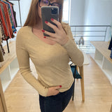 Pull col V Uruba - Sable - SUN VALLEY FEMME