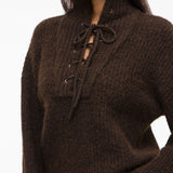 Pull en maille à col montant Vigleeba - Coffee Bean - VILA