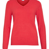 Pull en maille col V Viril - Hibiscus - VILA