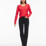 Pull en maille col V Viril - Hibiscus - VILA