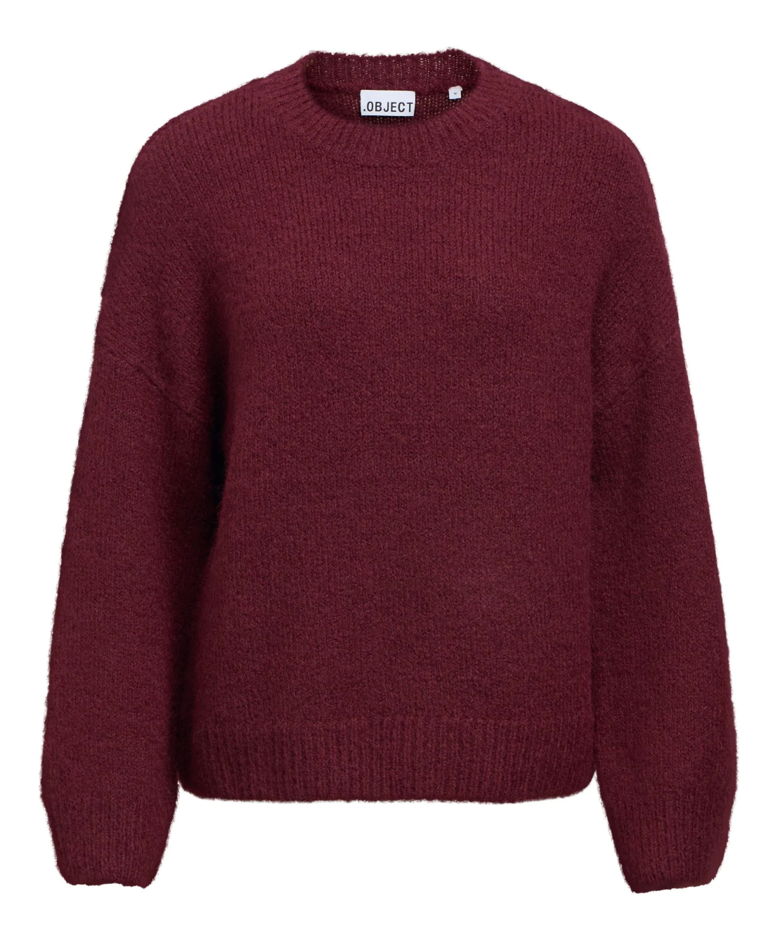 Pull ample OBJSAGGIA OBJECT en maille bordeaux – vue produit de face