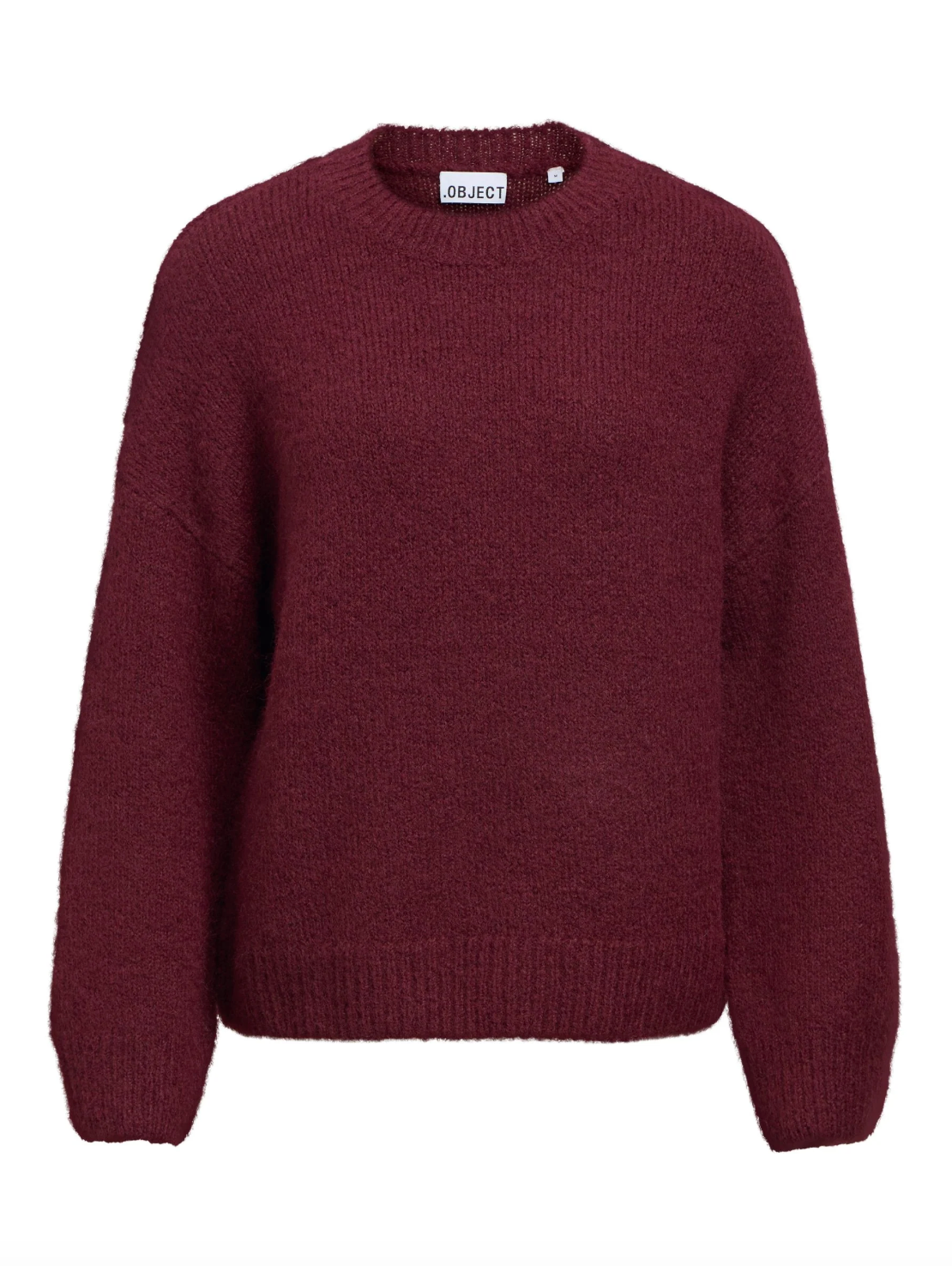 Pull ample OBJSAGGIA OBJECT en maille bordeaux – vue produit de face