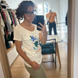Tee-shirt manches courtes maxi oiseaux - Blanc cassé - I.Code